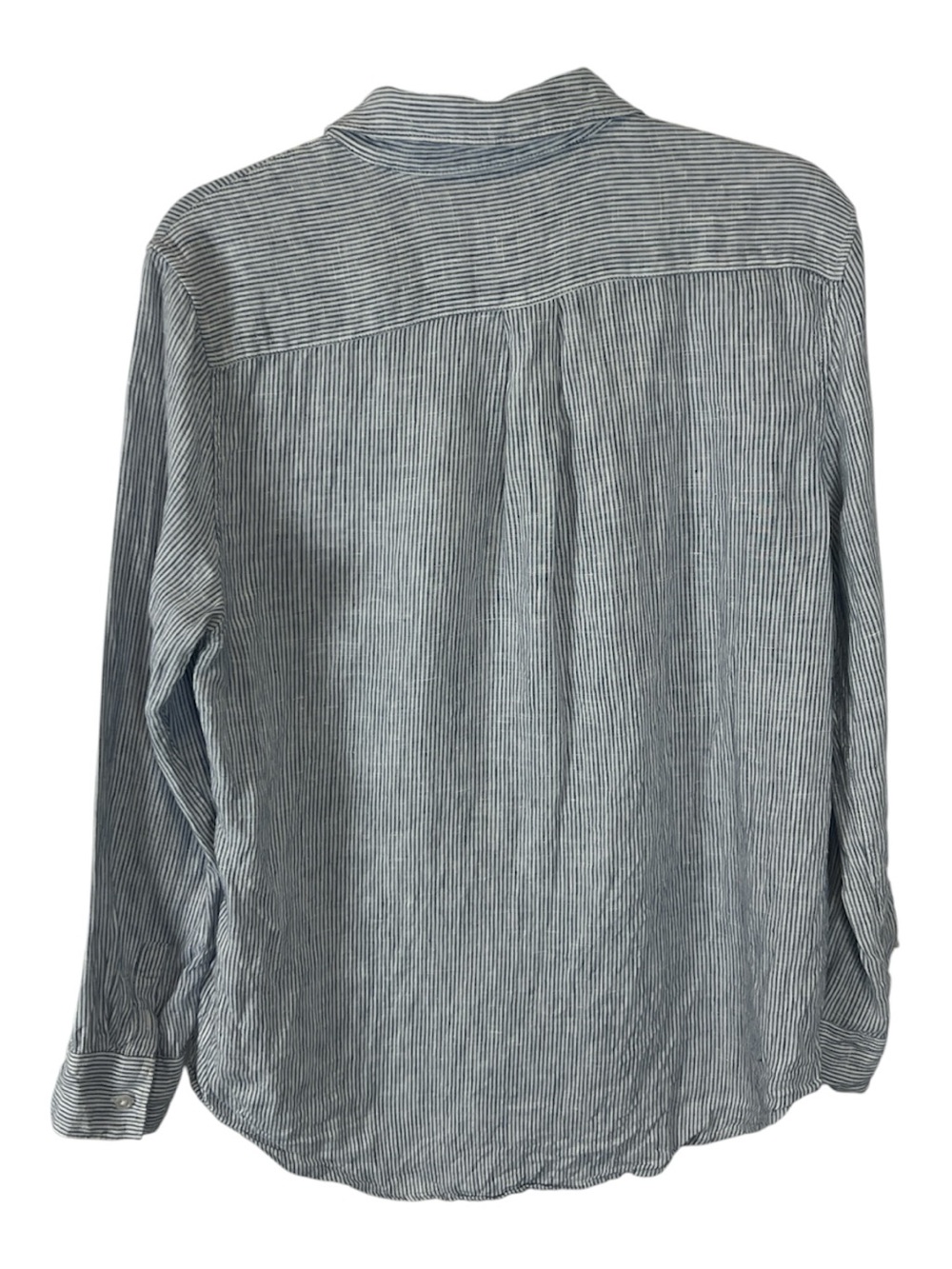 Quince European Linen long sleeve blue pinstripe button down top med - Picture 2 of 7